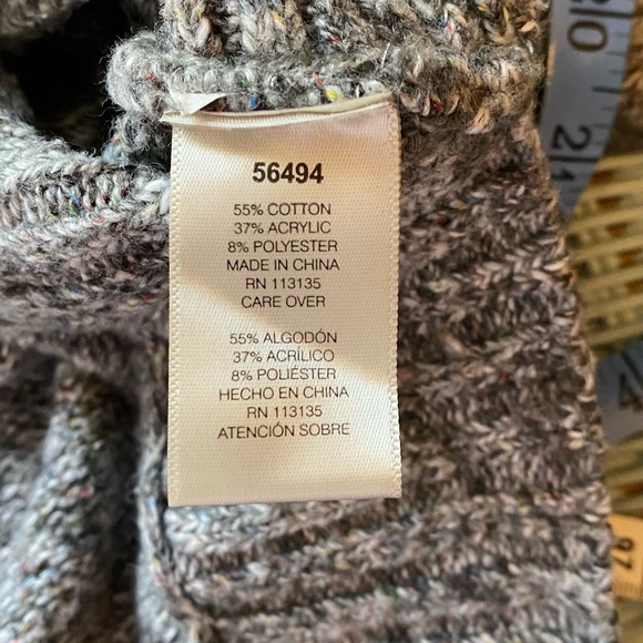 Lea & Nicole Gray Tweed Cowl Neck Sweater Oversized Size Small - Picture 8 of 11